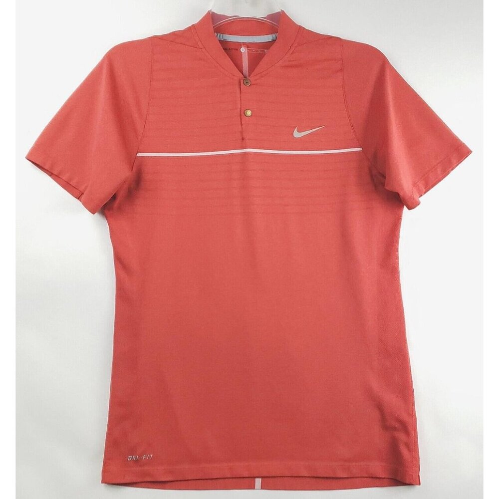 Nike Dri-Fit Tiger Woods Polo Shirt Men Small Red Short Sleeve Stretch
